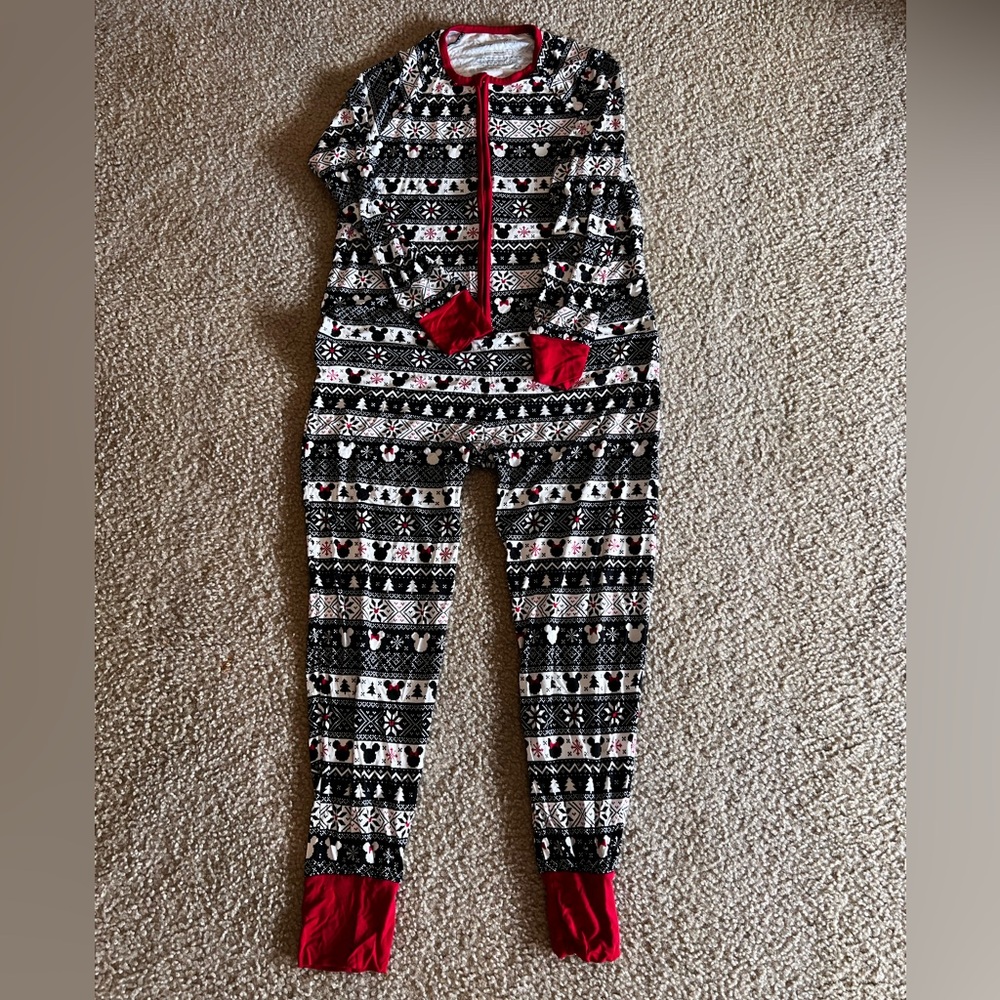 Little Sleepies Adult Small Mickey Mouse Fair Isle Zippy NWOT